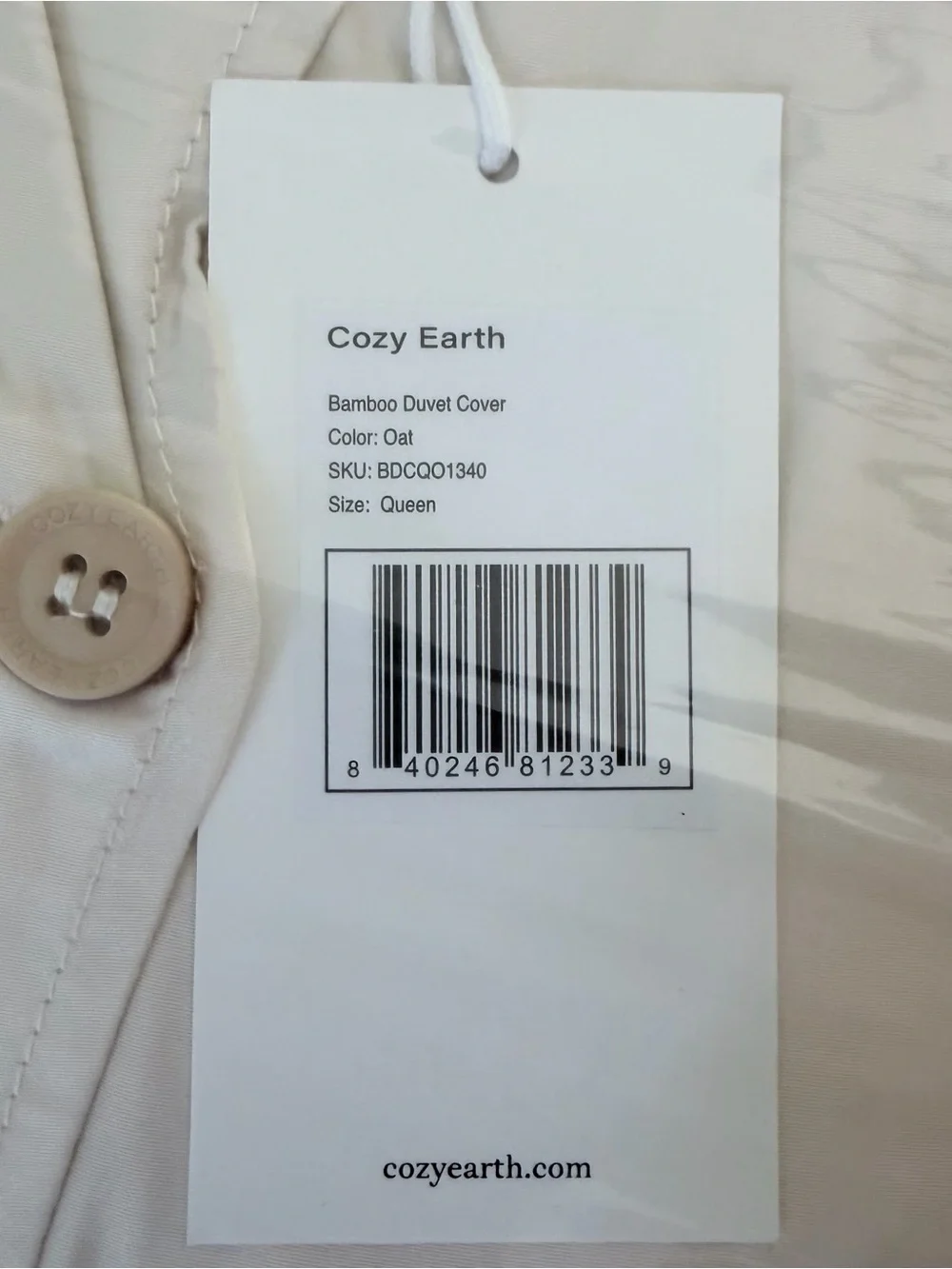 Cozy Earth Bamboo Duvet Cover Queen/Full Size in Oat NWT